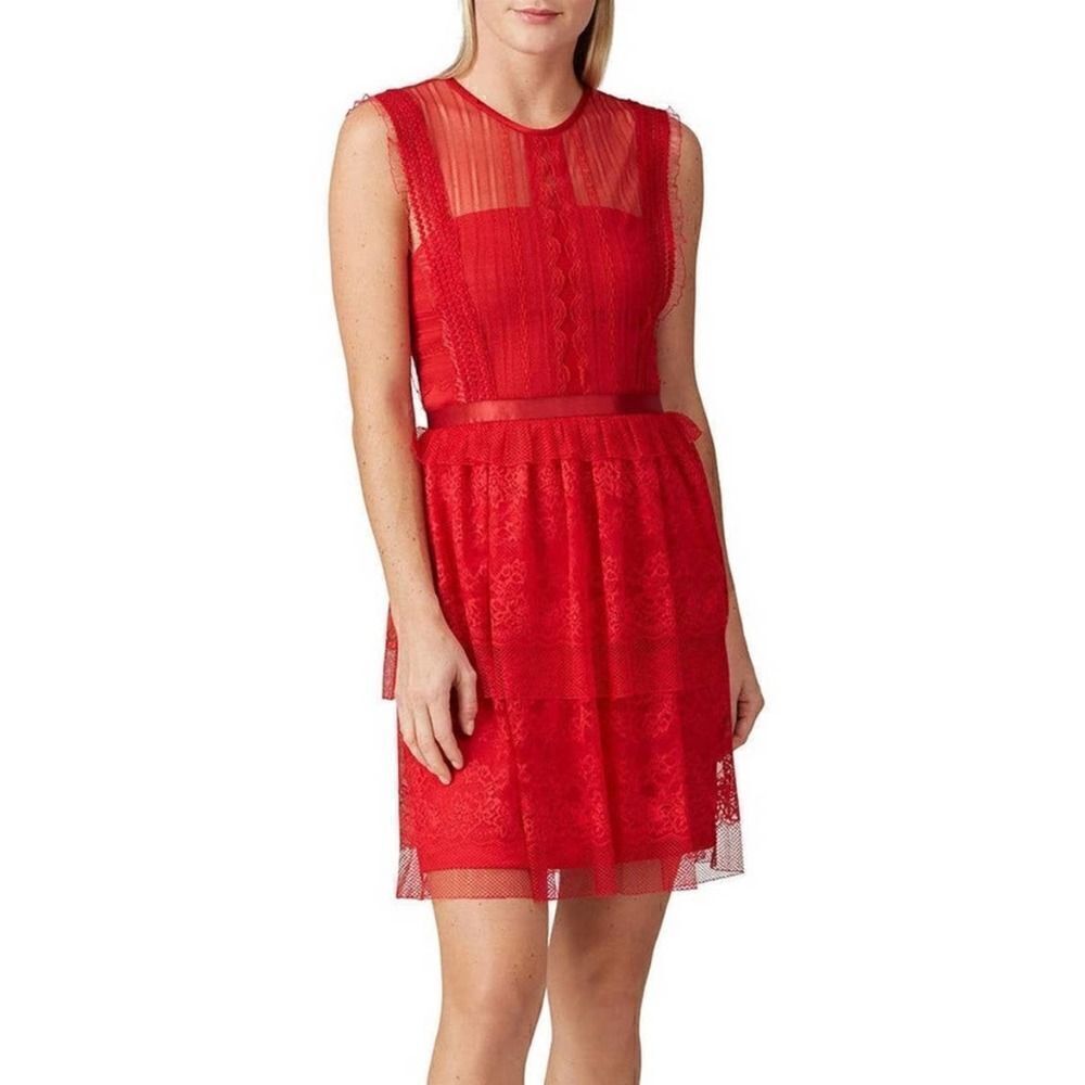 Three Floor Red Tiered Fearless Dress - Size 2
